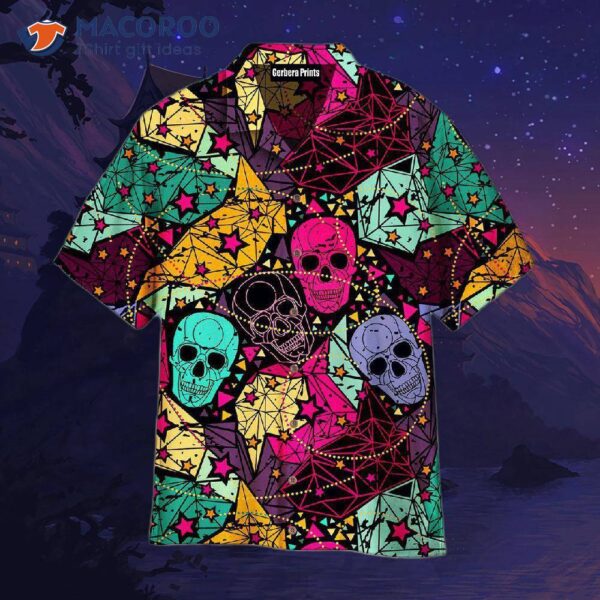 Skull Floral Geometric Style Pattern Hawaiian Shirts