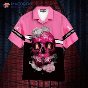 Skull Flower Breast Cancer Awareness Pink And Black Hawaiian Shirts