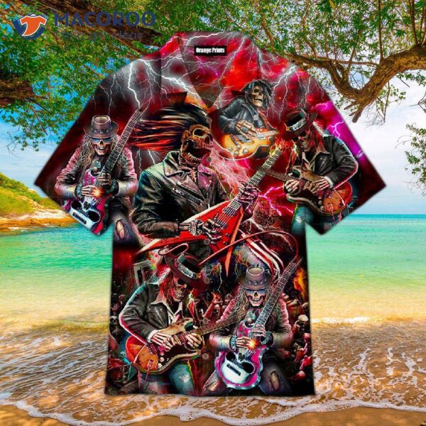 Skull-guitar Rock-and-roll Hawaiian Shirts