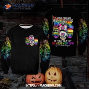 Skull Lgbt Free Mom Hug Crewneck Sweatshirt, Fun Halloween Gifts