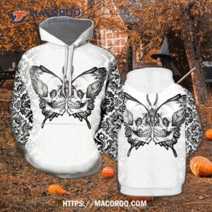 Skull Moths All Over Print 3D Hoodie, Halloween Balloon Bouquets