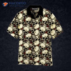 skull motifs pattern white and green hawaiian shirts 0