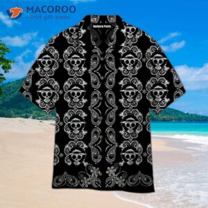 Skull-patterned Black Hawaiian Shirts
