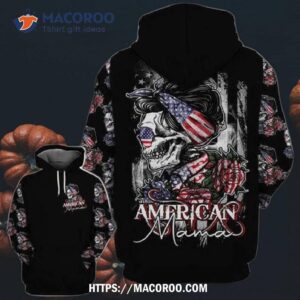 Skull Rose American Mama All Over Print 3D Hoodie, Small Halloween Gifts