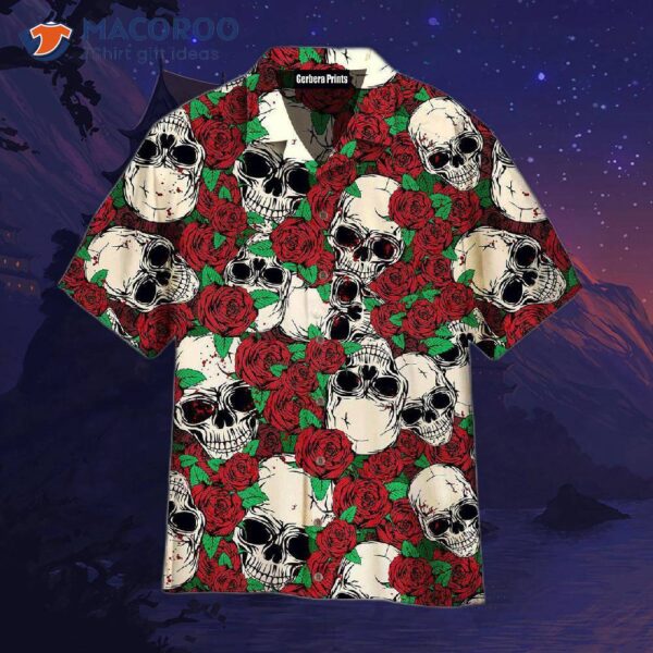 Skull Rose Tropical Red Hawaiian Shirts