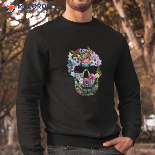 Skull Shirts For Floral Butterfly Cool Halloween Shirt