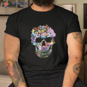 Skull Shirts For Floral Butterfly Cool Halloween Shirt