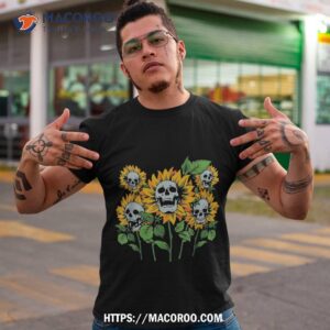 skull sunflower and skeleton with halloween shirt halloween party favor ideas tshirt