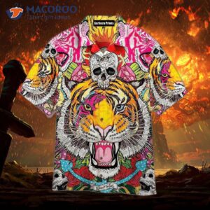 skull tiger hawaiian shirt 0