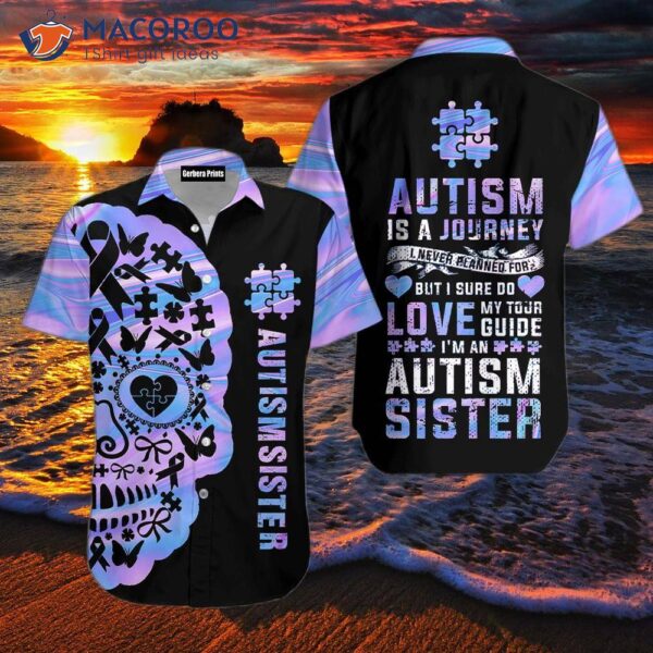 Skull Warrior Autism Awareness Puzzle Pattern Hawaiian Shirts