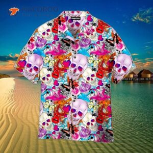 Skulls And Roses Aloha Hawaiian Shirts