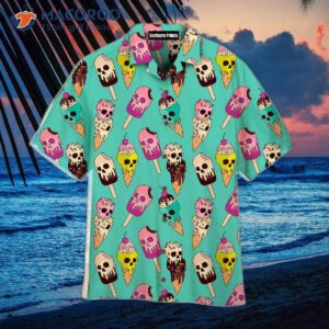 Skulls On Green Hawaiian Shirts With Ice Cream