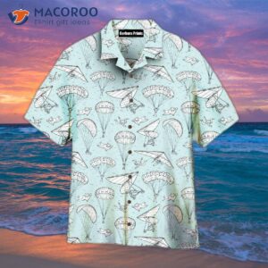 Sky-blue Tropical Green Hawaiian Shirts