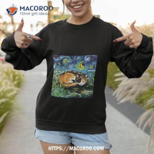 sleeping calico cat starry nighshirt sweatshirt 1
