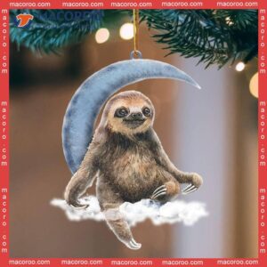 Sloth Blue Moon Hanging Flat Custom-shaped Christmas Acrylic Ornament