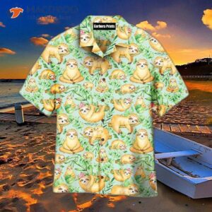 sloth flower hawaiian shirts 0