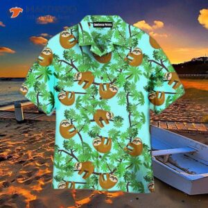 sloth jungle green hawaiian shirts 0