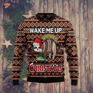 Sloth Wake Me Up Ugly Christmas Sweater