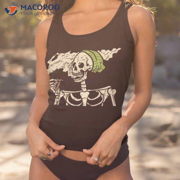 Smoking Skeleton Joint Funny Weed Pot 420 Cannabis Halloween Shirt