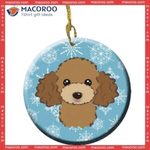 Snowflake Chocolate Brown Poodle Christmas Ceramic Ornament