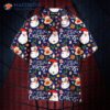 Snowman And Deer Patterned Blue White Hawaiian Shirts