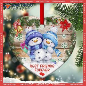 snowman best friends forever heart ceramic ornament snowman family ornaments 0