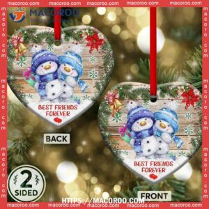 Snowman Best Friends Forever Heart Ceramic Ornament, Snowman Family Ornaments