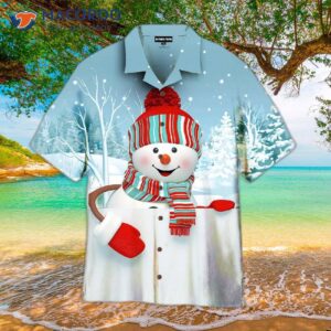 snowman christmas snow snowflakes and white hawaiian shirts 0