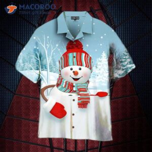 snowman christmas snow snowflakes and white hawaiian shirts 1