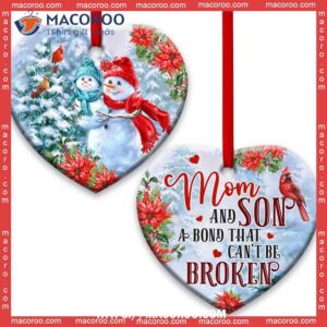 snowman family mom and son a bond that can t be broken heart ceramic ornament snowman xmas decorations 0