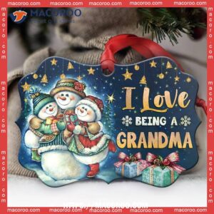 Snowman I Love Being A Grandma Metal Ornament, Snowman Tree Ornaments