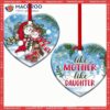 Snowman Like Mother Daughter Heart Ceramic Ornament, Snowman Decorations