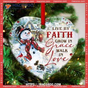 snowman live by faith heart ceramic ornament snowman christmas decor 1