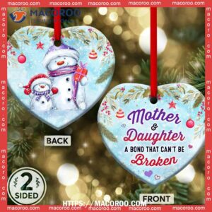 snowman mother and daughter a bond that cant broken heart ceramic ornament snowman decorations 1
