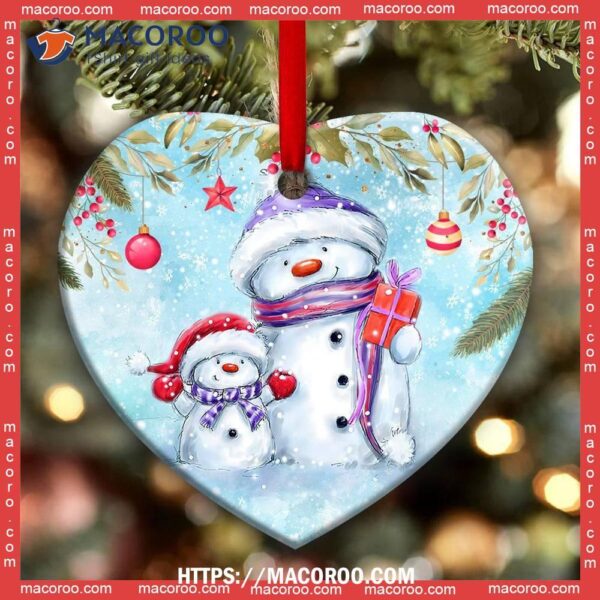 Snowman Mother And Daughter A Bond That Cant Broken Heart Ceramic Ornament, Snowman Decorations