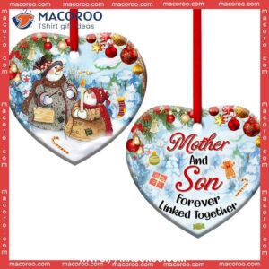 snowman mother and son forever linked together heart ceramic ornament snowman christmas decor 0