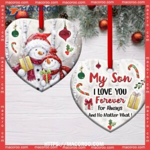 snowman my son i love you forever heart ceramic ornament snowman christmas tree ornaments 2