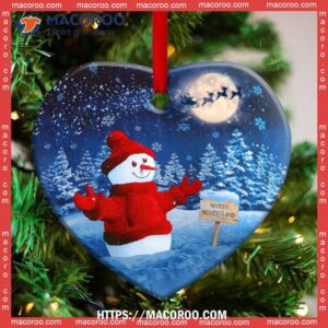 Snowman Winter Wonderland Lover Heart Ceramic Ornament, Snowman Decorations