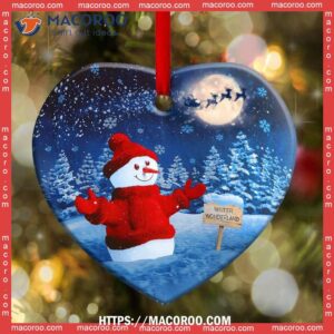 Snowman Winter Wonderland Lover Heart Ceramic Ornament, Snowman Decorations
