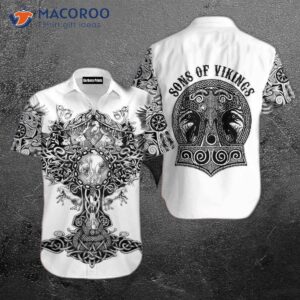 sons of vikings black and white hawaiian shirts 0