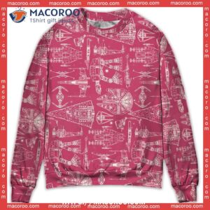 Space Ships Star Wars Pink Sweater, Cheap Christmas Sweaters