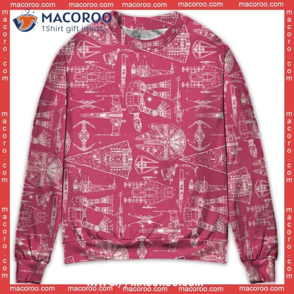 Space Ships Star Wars Pink Sweater, Cheap Christmas Sweaters