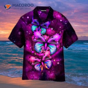 Sparkly Purple Butterfly Hawaiian Shirts