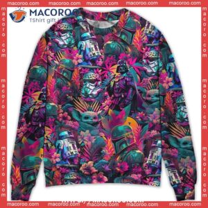 special synthwave color leaf sweater family ugly christmas sweaters 0