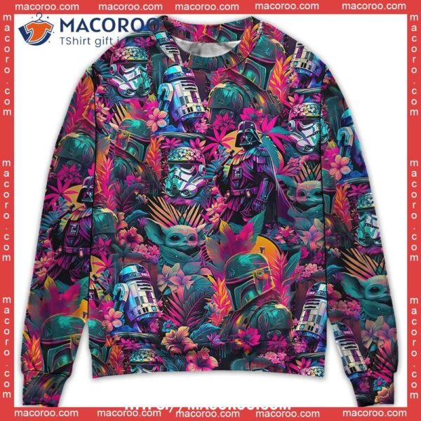 Special Synthwave Color Leaf Marvel Christmas Sweater