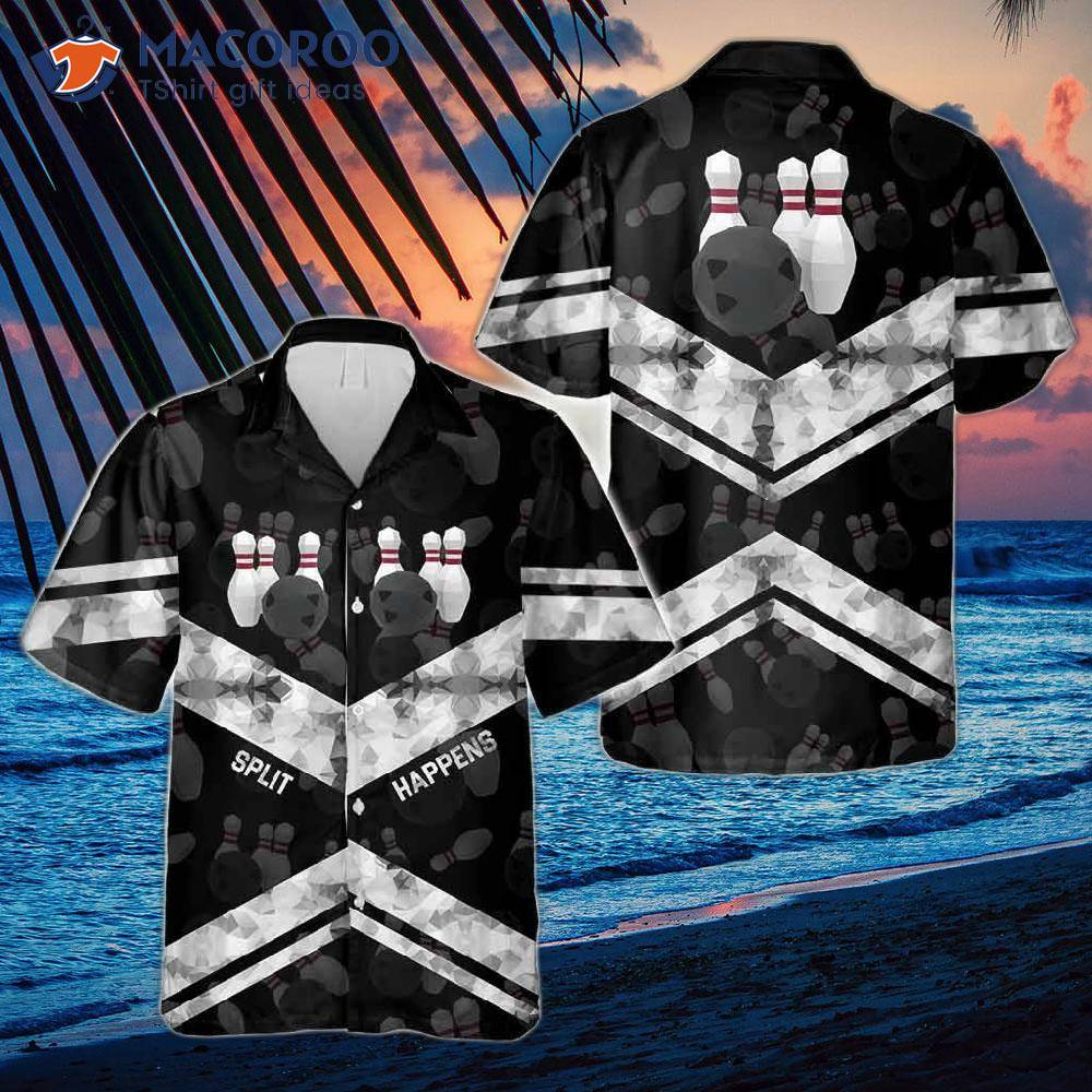Split Happens - Bowling Black Hawaiian Shirt