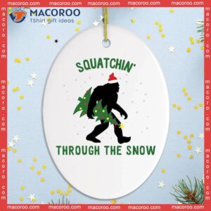 Squatching Through The Snow Christmas Ceramic Ornament