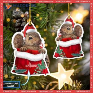 Squirrel-shaped Christmas Custom Name Acrylic Ornament