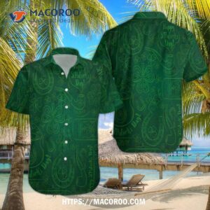 St Patrick’s Day Green Shamrock Aloha Hawaiian Shirt