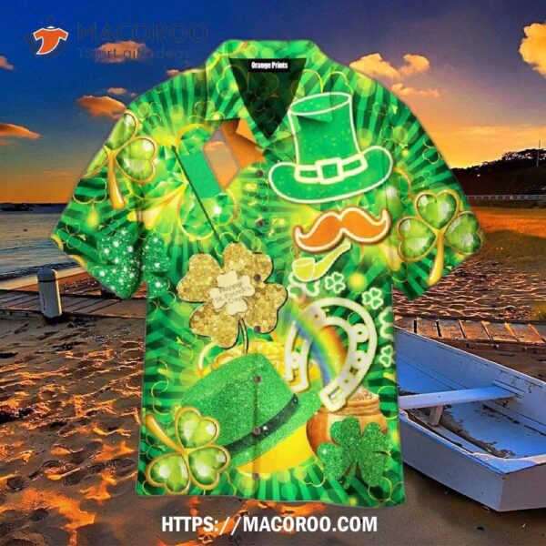 St Patrick’s Day Green Shamrock Aloha Hawaiian Shirts For Men & Women